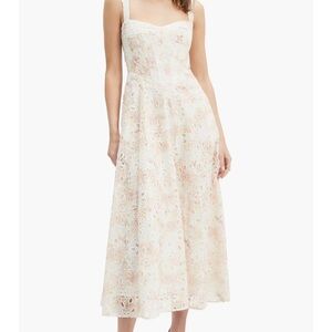 Bardot Tan Cream Midi A-line Dress